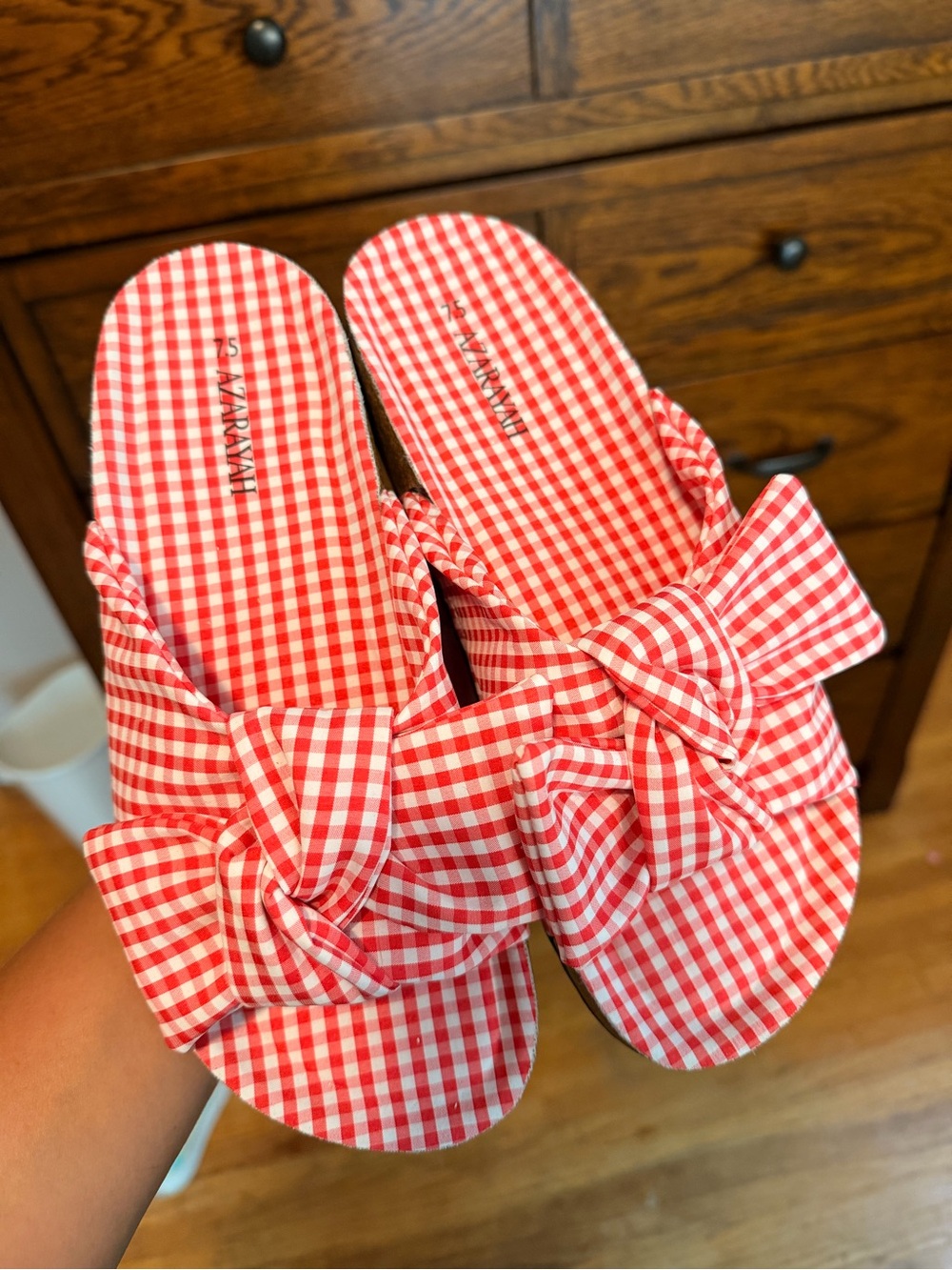Red Gingham Bow Slide Sandal